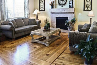 Transitional living room photo in Denver