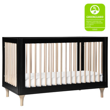 Lolly 3-in-1 Crib With Toddler Bed Conversion Kit, Black/Washed Natural
