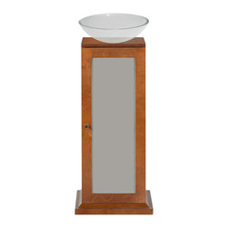 Maykke - Solis Contemporary Bathroom Vanity Set, Cinnamon, 15", Crystal Clear Glass Sink - Bathroom Vanities And Sink Consoles