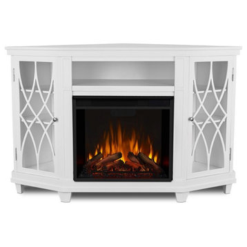Real Flame Lynette Corner Fireplace TV Stand in White