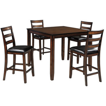 Ashley Furniture Coviar 5 Piece Counter Height Dining Set in Brown