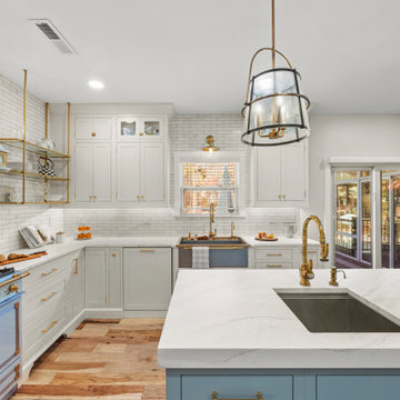 Spacious Kitchen with La Cornue CornuFe French Range with an Apron Sink and Prep