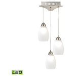 ELK Group - Buro 3-Light LED Pendant, LCA203-10-16M - The mid-century/retro style of Buro 3 Light LED Pendant lovingly crafted by Alico creates a warm and inviting environment. With a chrome and satin nickel finish and complementary eye-catching colors color, this pendant will become the centerpiece of the room.