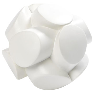 MidCentury Modern Cubist 10" White Decorative Ball Sphere Retro Geometric