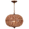 Swere 3-Light 16-Inch Wood Bead Globe Chandelier HM127/3