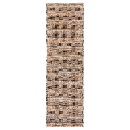 Safavieh Natural Fiber Collection NFB654 Rug, Black/Natural, 2'3"x8'
