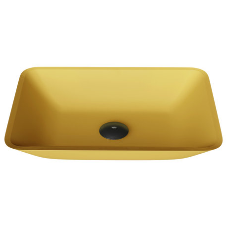 VIGO Sottile 18"L x 13"W x 4"H Glass Rectangular Vessel Bathroom Sink, Citron