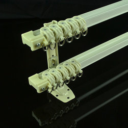 CHR8322 Ivory Bendable Double Curtain Tracks Wall Mount For Bay Window - Window Treatment Accessories