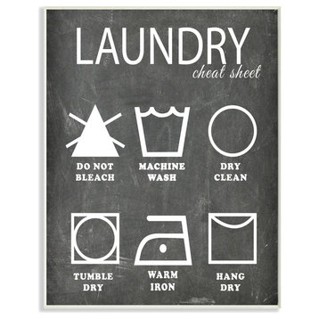 "Laundry Cheat Sheet Icons Chalk" Wall Plaque Art