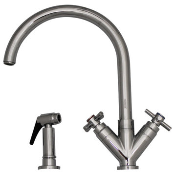 Whitehaus 3-03942CH85-C Luxe+ Dual Handles Faucet With  Swivel Spout, Chrome