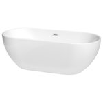 Wyndham Collection - Brooklyn 67" Freestanding White Bathtub, Shiny White Drain and Overflow Trim - Enjoy a little tranquility and comfort in the Brooklyn freestanding bath. The oval, ergonomic design provides a comfortable, relaxing way to enjoy some much-deserved me time as you stretch out and enjoy a deep, relaxing soak. With its graceful curves and classic elegance, this versatile bathtub complements a wide range of tastes and styles. What could be better than luxury and practicality at an amazing price? Manufacturing Model #: WCOBT200067SWTRIM