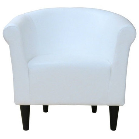 Attractive Leather Upholstered Club Chair, White