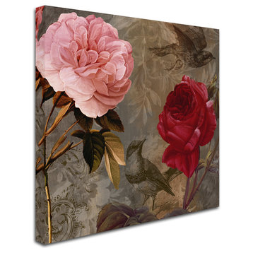 Color Bakery 'Bird and Roses' Canvas Art, 35"x35"