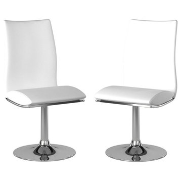 Swivel Dining Chair, Chrome Base, Set of 2, White