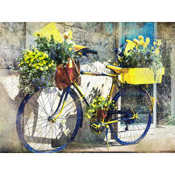 Blue and Yellow Bike Outdoor Art