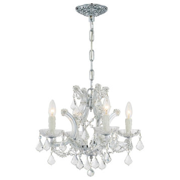 Crystorama 4474-CH-CL-MWP 4 Light Mini Chandelier in Polished Chrome