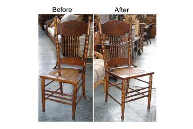 Antique Chair with Handwoven Rattan Seat