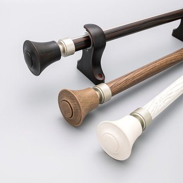 QYRZ05 Luxury 28mm Wood Grain Aluminum Alloy Single Double Curtain Rod Sets