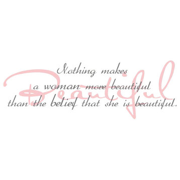 Decal Wall Nothing Makes A Woman More Beautiful Than Belief, Dark Gray/Pink