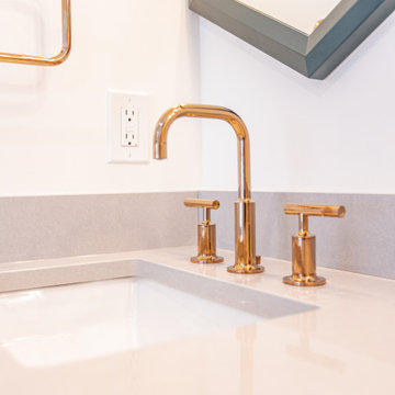 Bathroom remodeling in Arlington, VA with double vanity & corner bathtub
