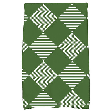 Check It Twice Holiday Geometric Print Kitchen Towel, Green