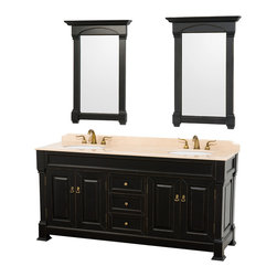 Wyndham Collection Andover 72" Vanity, Ivory Marble Top, White Sinks - Bathroom Vanities And Sink Consoles
