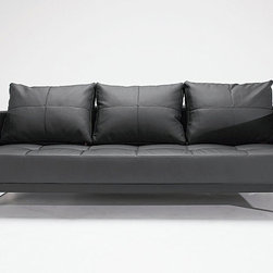 Cassius Q Deluxe Black Leather Textile Sofa Bed by Innovation - Sofas