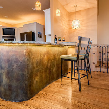 Bold Kitchen Peninsula + Custom Island Inspired Integral Sink