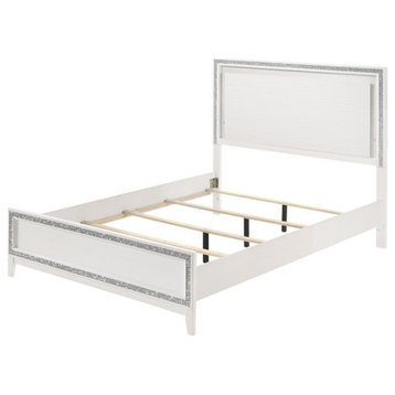 ACME Haiden Wooden Queen Panel Bed with LED in White Finish