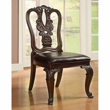 Bellagio Traditional Wooden Carving Side Chair, Set Of 2