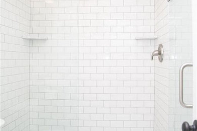 Example of a trendy blue floor bathroom design in Other
