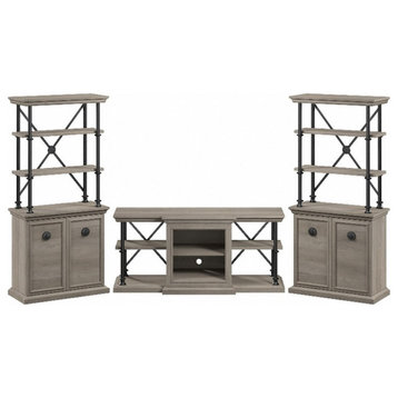 Coliseum 60W TV Stand with Bookcases in Driftwood Gray - Engineered Wood