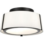 Crystorama - Crystorama FUL-903-BK 2 Light Flush Mount in Black with Silk - The Fulton has a timeless style that adds uncomplicated beauty to any space. The double white silk shade, with the inside shade trimmed with a sleek metal ring holding the glass diffuser, gives the light a clean, tailored, versatile appeal.