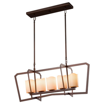 Candlearia Aria 5-Light Chandelier, Cylinder/Melted, Bronze, Cream, LED