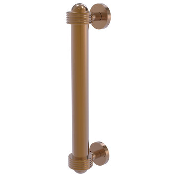 8" Door Pull With Groovy Accents, Brushed Bronze