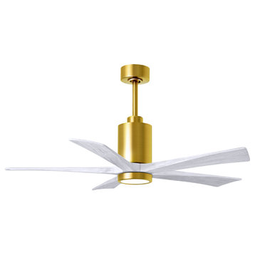 Patricia-5 5-Blade Ceiling Fan, LED Light Kit, Brushed Brass/Matte White, 52