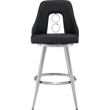 Ruby Counter Height Barstool - Brushed Stainless Steel Black
