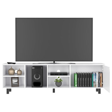 TV Stand for TV's up 70" Estocolmo, Four Open Shelves - White