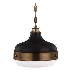 Feiss 2-Light Pendant, Dark Brass / Matte Black