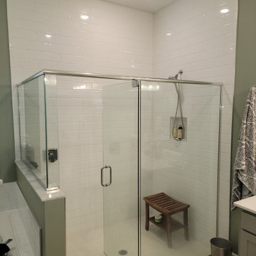 Walk-in Shower Remodel with mitered niche and tiled ceiling