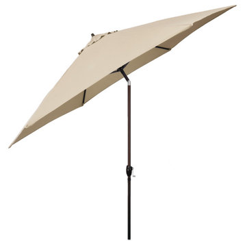 Astella 11' Round Table Patio Umbrella, Auto Crank Lift, Polyester, Beige