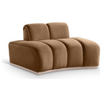 Meridian Furniture - Jace Upholstered Chair, Saddle, Velvet, Accent Chair - Innovative design meets soft velvet upholstery in the Jace saddle velvet accent chair, creating a modern marvel that redefines comfort and style. Its sinuous curves form a sculptural masterpiece that defies convention. A dramatic design and rich velvet upholstery make this piece truly unforgettable.