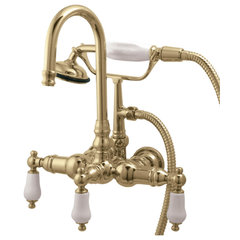 Brass Centerset Faucet 4 L Lux Belle White Double Handle with Supply Lines  - Eclectic - Bathroom Faucets And Showerheads - by Renovators Supply  Manufacturing