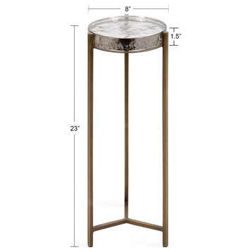 Aguilar Glam Drink Table, Brass/Glass, 8"x8"x23"