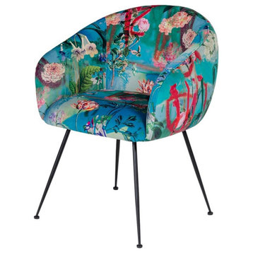 Modrest Roxann 19" Contemporary Cast Iron & Velvet Dining Chair in Multi-Color