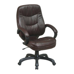 Deluxe High Back Espresso Executive Leather Office Chair - Office Chairs