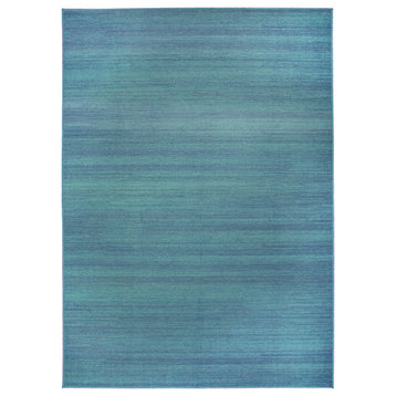 My Magic Carpet Solid Blue Machine Washable Rug, 5'x7'
