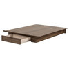 Holland Full/Queen Platform Bed, 54/60'' With Drawer, Natural Walnut