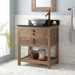 30" BENOIST RECLAIMED WOOD CONSOLE VESSEL SINK VANITY - GRAY WASH PINE - Bathroom Vanities And Sink Consoles