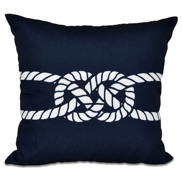 Carrick Bend, Geometric Print Pillow, Navy Blue, 18"x18"
